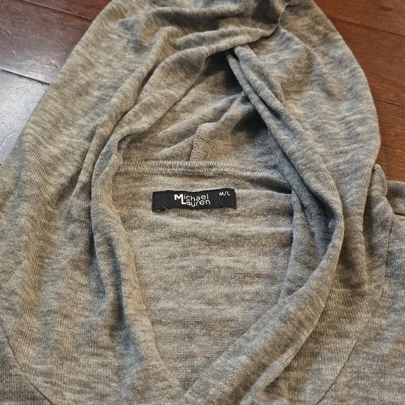 Michael LAUREN Gray Heather Hoodie Lightweight Pullover YOGA THUMB HOLES M/L - Picture 4 of 5